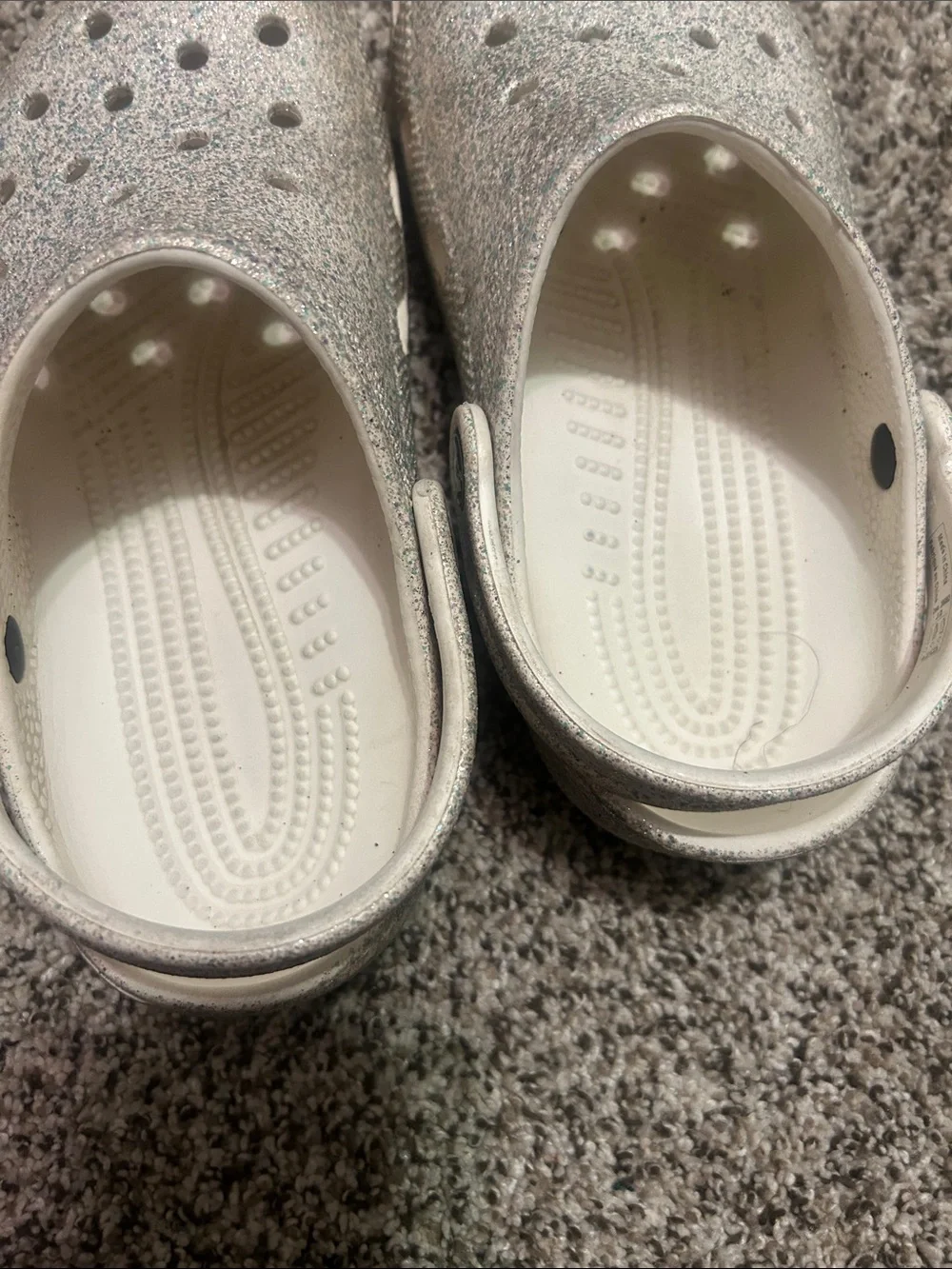 CROCS Kids Glitter Clogs in Silver Multi